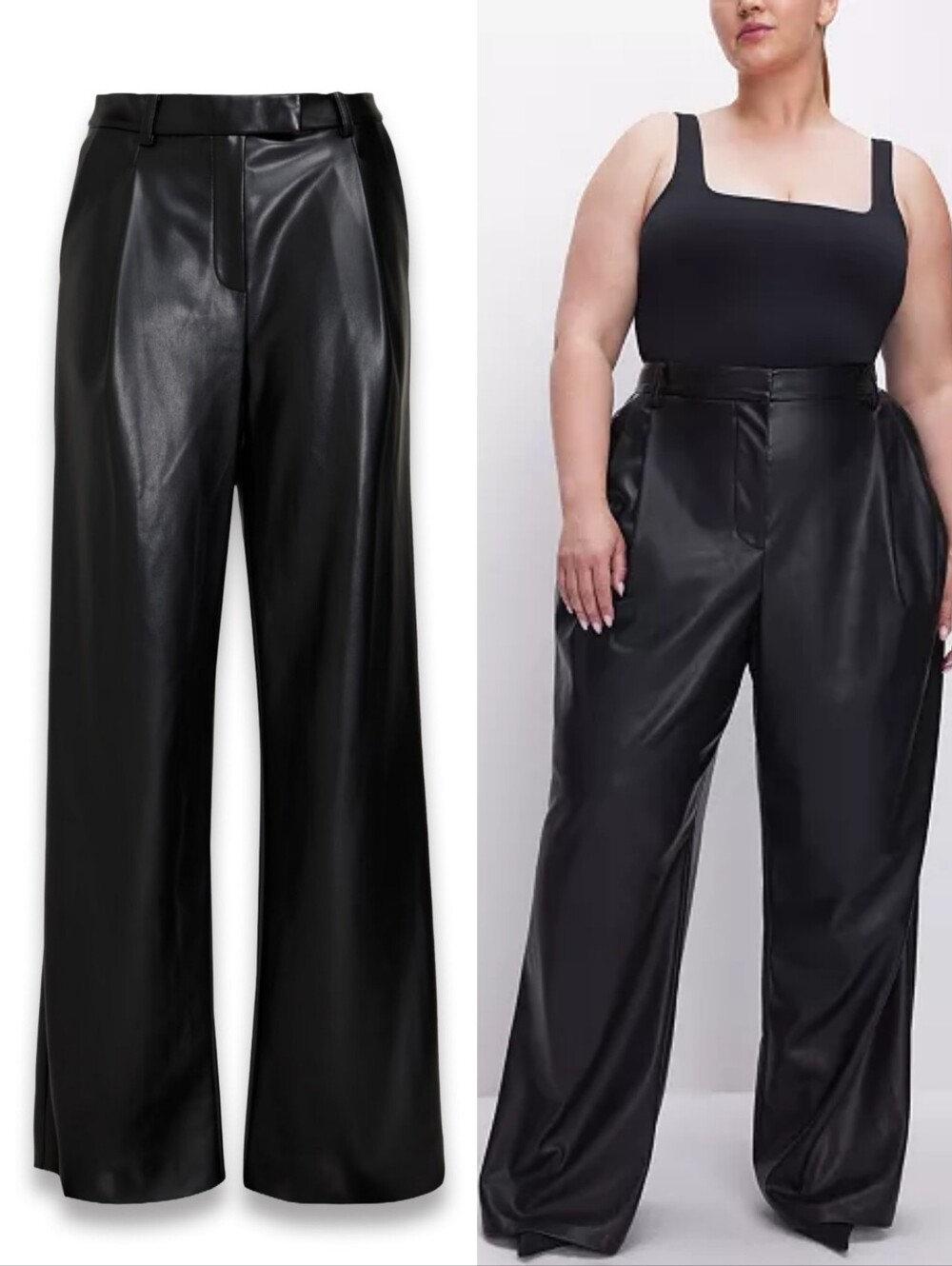 Good Americal Wide Leg Faux Leather Trousers Pants Size 16